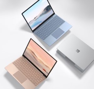 Surface Laptop Go 2 در چهار رنگ از جمله سه رنگی که در اینجا نشان داده شده است، عرضه خواهد شد. (منبع تصویر: مایکروسافت)
