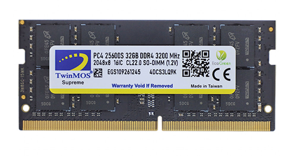 رم نوت بوک DDR4 دو کاناله ۳۲۰۰ مگاهرتز CL22 توین موس