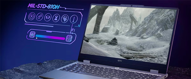 طراحی بدنه خاکستری و مقاوم لپ تاپ Lenovo LOQ 15IRX9