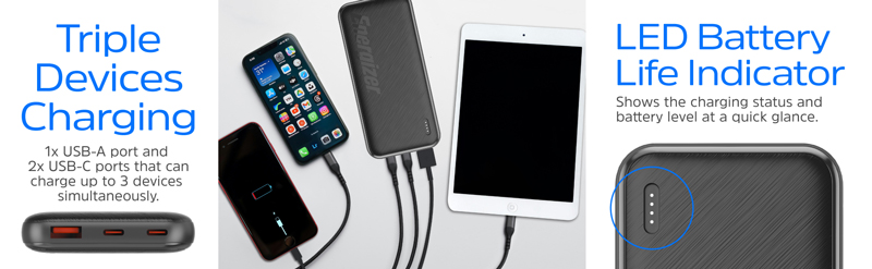 Energizer UE10055PQ Power Bank - Triple Device Charging